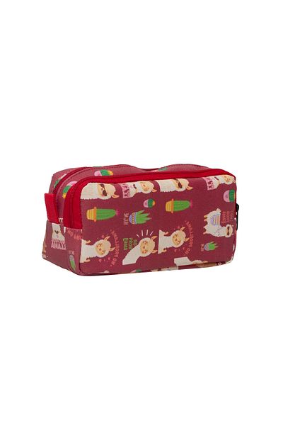KAFF CP-2032 Vegan δερμάτινη θήκη για μολύβι με διπλό διαμέρισμα με μοτίβο κόκκινο λάμα