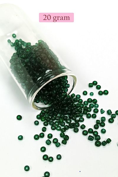 STUMBANNG Beads of Cast Glass Sand (8/0) 3 mm - 20 Grams - Transparent Dark Green - Bnc155