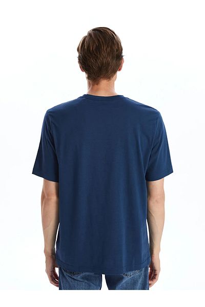 LC Waikiki Мъжка тениска LCWAIKIKI Classic Blue с къс ръкав и кръгло деколте от пениран памук