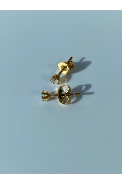 kurukafagift Tektaş Çelik Zirkon Taşlı 1 Çift Küpe