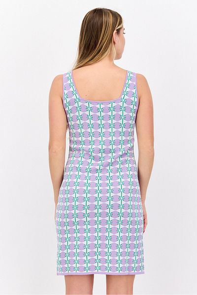 Urban Revivo Women Allover Print Mini Dress, Lavender Combo