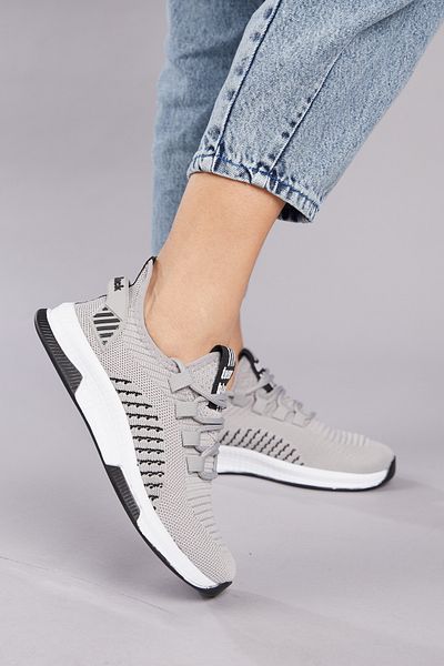 PowerSpeed Unisex Gray Black Poly Sole Textile Fabric Lace-Up Sports Shoes
