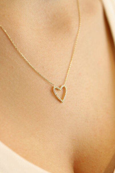 Net Kuyumculuk 14 Ayar İnce Zarif Kalp Kolye