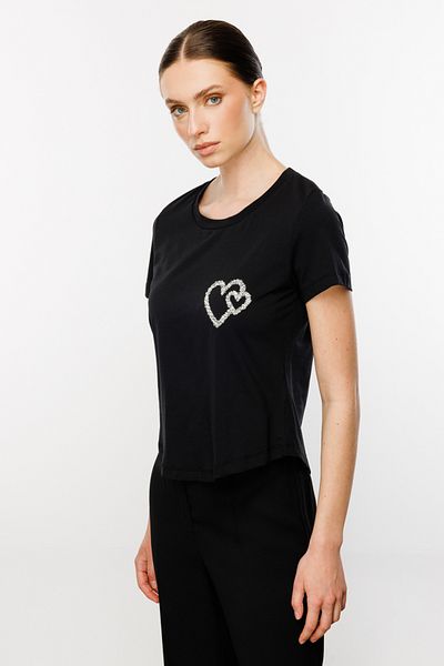 ON Tricou brodat inimă negru-51546