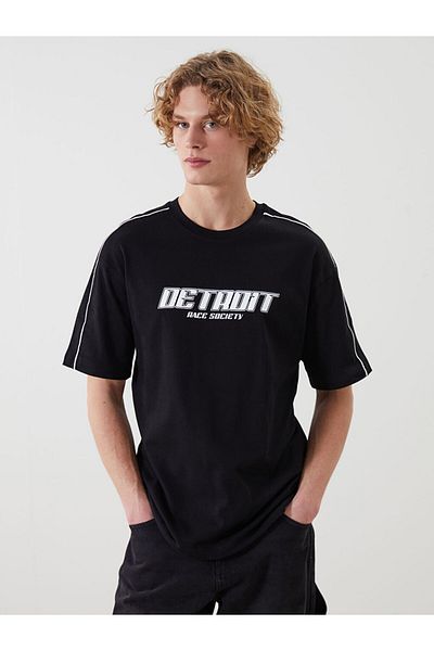 LC Waikiki Tricou pentru bărbați din bumbac pieptănat imprimat cu mânecă scurtă, sezon nou - S5MA97Z8