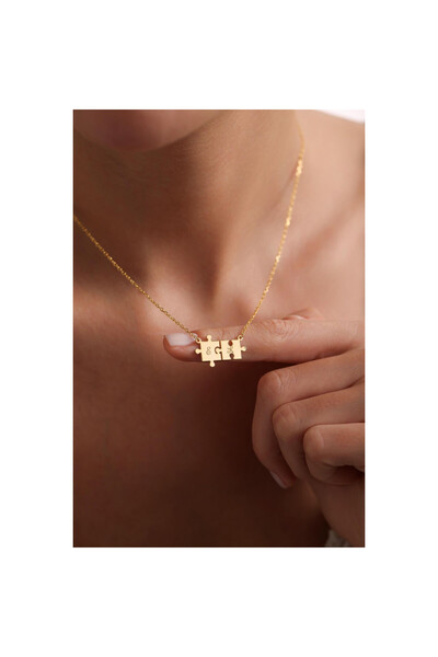 Gökdeniz 925 Puzzle Model Kişiye Özel İkili Harf Model Gümüş Kolye