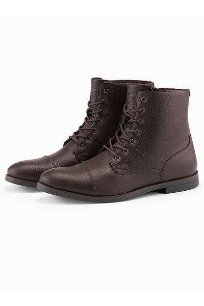 OMBRE Herrenschuhe aus Ökoleder mit isoliertem hohem Schaft - dunkelbraun V2 OM-FOBO-0172 (BRAUN) 44
