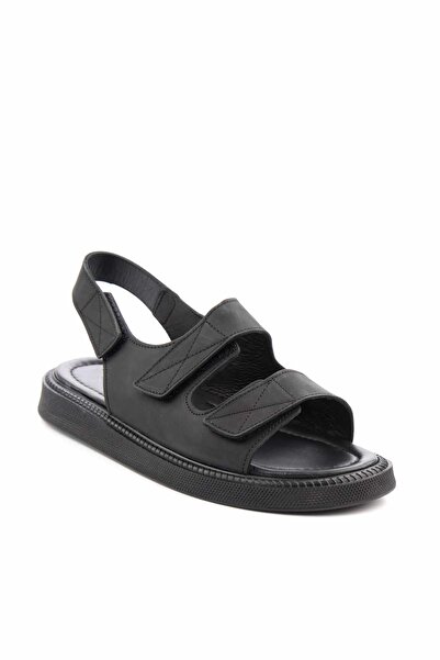Bambi Black Genuine Leather Men's Sandals E 05801201503