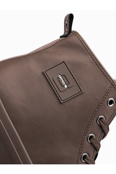 OMBRE Pánské vysoké tenisky s ozdobnou špičkou - hnědé V4 OM-FOTH-0157 45