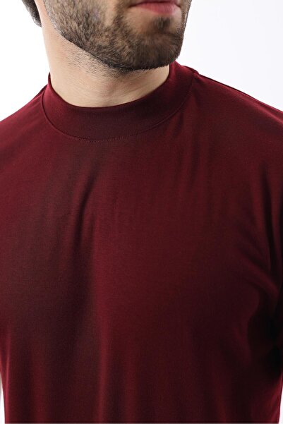 Madmext Claret Red Crew Neck Basic Men's T-Shirt E7113
