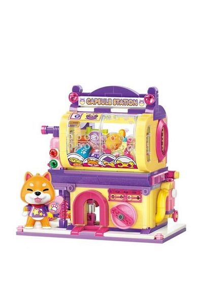 keeppley Shiba Inu Gashapon Machine - Lovely Street K28010, Capsule Toys Shop Building Blocks
