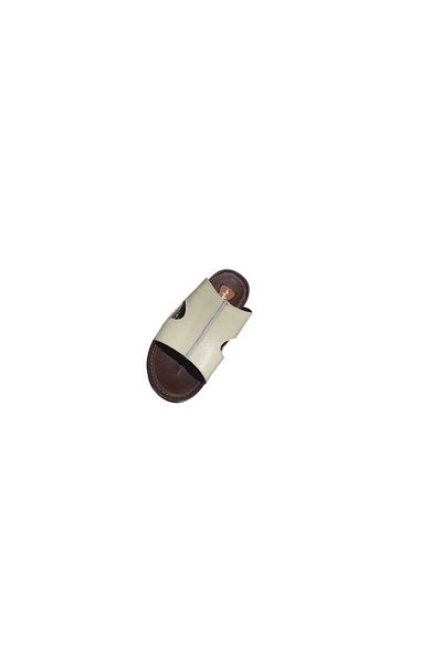 Hand Mand Men's Handmade Leather Slippers - Natural Leather, Orthopedic Sole, Comfortable for Long Wear,WHITE