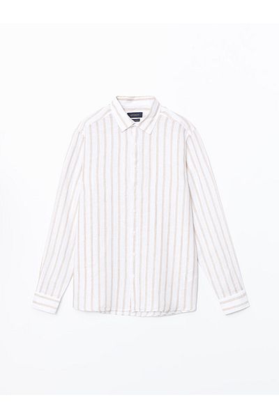 LC Waikiki Ανδρικό πουκάμισο SOUTHBLUE Regular Fit μακρυμάνικο ριγέ λινό