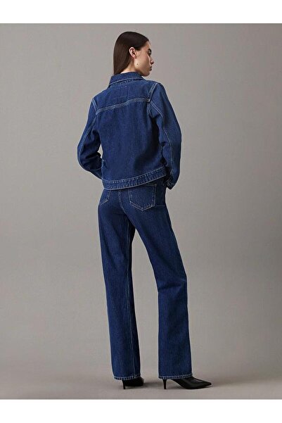 Calvin Klein Kadın Yüksek Bel Slim Fit Geniş Paça Denim Lacivert Jeans J20J224524-1BJ