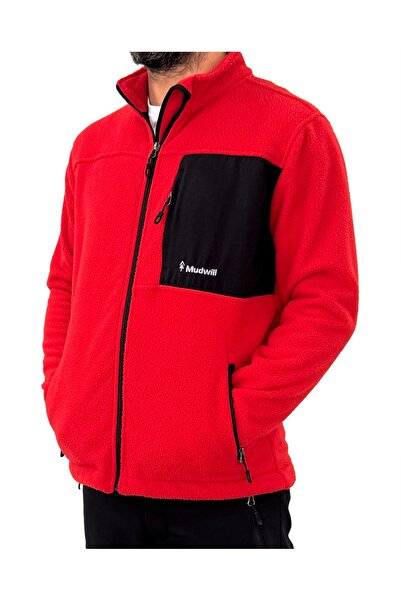 Mudwill Kırmızı Full Zip Sherpa Erkek Polar Ceket