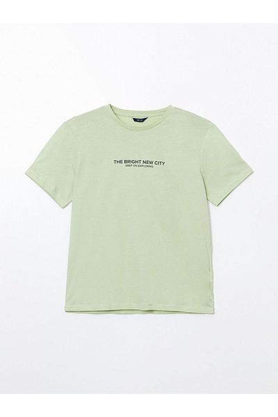 LC Waikiki New Season Crew Neck Κοντό μανίκι εμπριμέ χτενισμένο βαμβακερό ανδρικό Tisort - S5KU08Z8