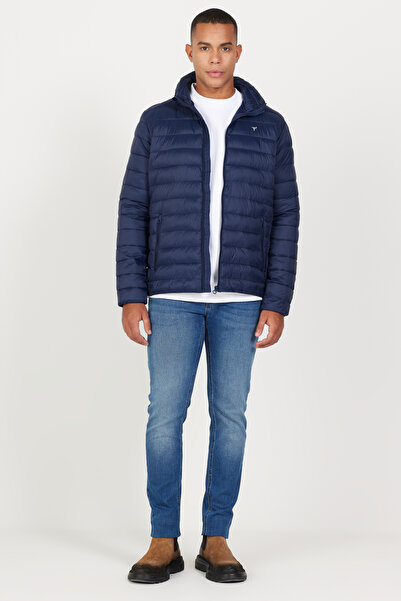 AC&Co / Altınyıldız Classics Erkek Lacivert Standart Fit Normal Kesim Kapüşonlu Mont
