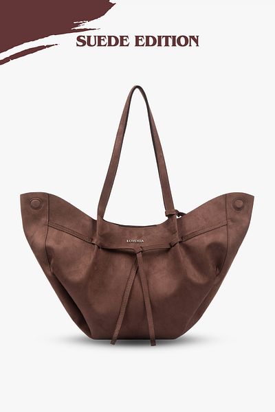 LOVENTA Large Tote Bag Suede Bitter Brown Niesha
