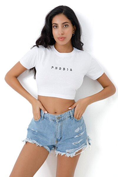 CC STORE Tricou Crop Decolteu Crew 100% Bumbac Premium