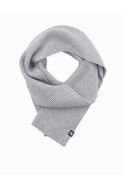 OMBRE Einfarbiger Rippenstrickschal für Herren - grau V2 OM-ACSF-0119