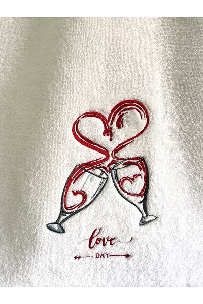 Lucy and Home Love Day - Σετ πετσετών από μικροβαμβάκι 2 τεμαχίων με κεντημένη καρδιά 60x110cm