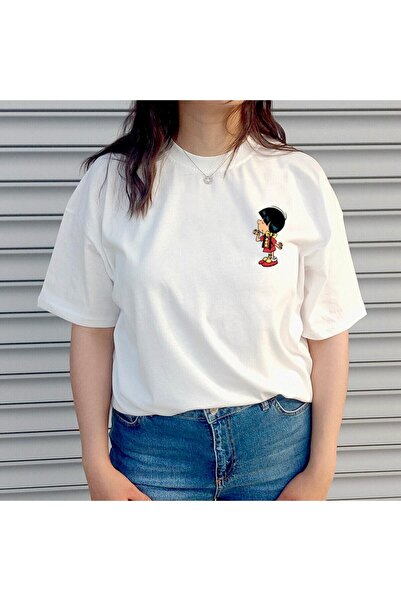 CC STORE Μπλουζάκι ζευγαριού με στάμπα Road Runner Oversize Unisex Λευκό