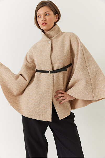 Bianco Lucci Γυναικείο παλτό από κασμίρ με γιακά με κουμπιά με λεπτομέρεια ζώνης 60261367