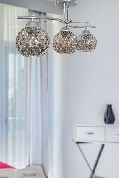 Fer Avize Rengin Modern Chrome Color 3-Piece Glass Chandelier Living Room - Kitchen - Bedroom