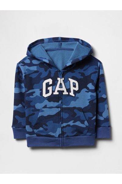 GAP Erkek Bebek Mavi Gap Logo Relaxed Fermuarlı Sweatshirt