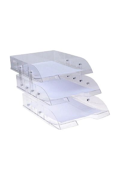 Mas Document Shelf Movable Plastic 3 Pieces Transparent 829