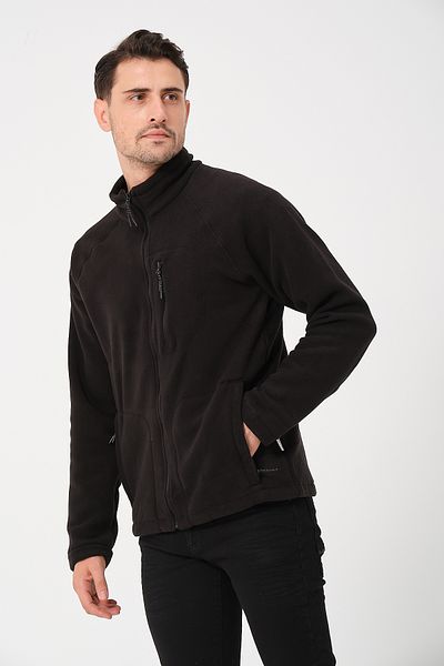 KNUP Full Zip Fleece Sweatshirt for Men, with I(Op) Pocket, Thick and Warm, Black and Navy