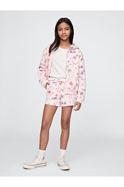 GAP Kız Çocuk Pembe Logo Fransız Havlu Kumaş Pull-On Şort