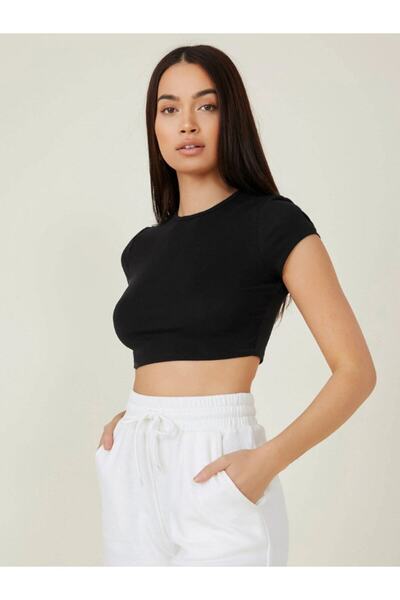 CC STORE Tricou crop neimprimat pentru femei