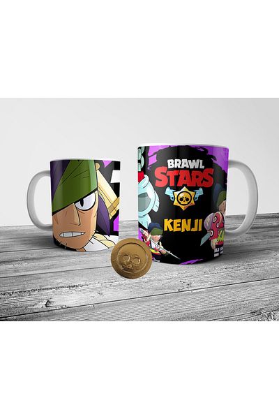 Pixxa Pixxa Brawl Stars Kenji Mug Cup and Gold Coin Figure Set Mug Cup