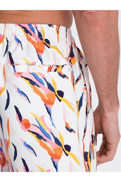 OMBRE Badeshorts für Herren mit buntem Print - weiß V2 OM-SRBS-0140 S