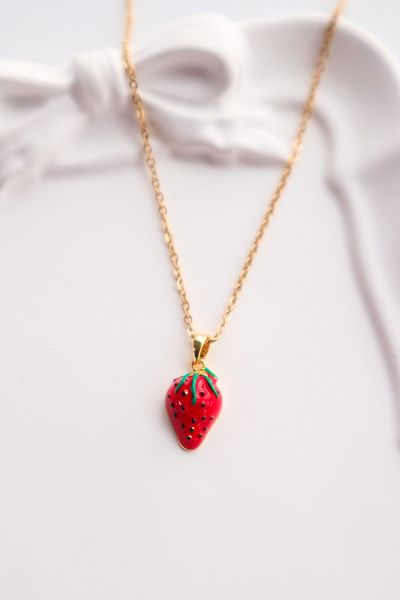 EFBUTİK Stainless Steel Gold Color Strawberry Necklace