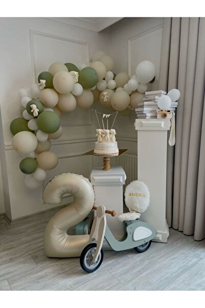 Ezgi Party Store Σετ μπαλονιών γενεθλίων 2 ετών Mold green Sand Beige