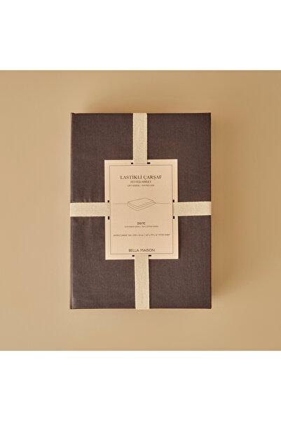 Bella Maison 100% Cotton Satin Supreme Double Fitted Sheet Anthracite (160X200X35 cm)