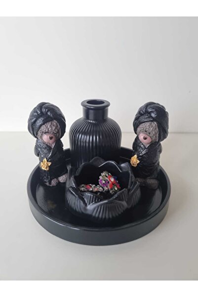 MİNİMALİST DEKORATİF SEVİMLİ AYICIKLI LOTUS MUMLUK VAZO-SEVİMLİ AYICIKLI SET