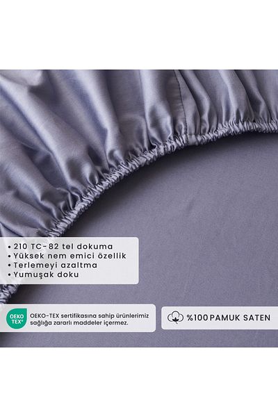 Bella Maison 100% Cotton Satin Supreme King Size Fitted Sheet Blue (180X200X35 cm)