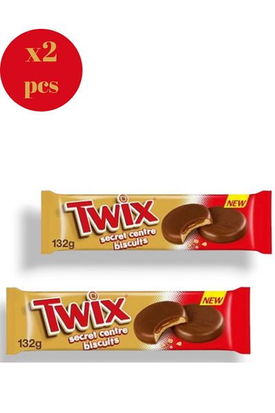 Twix Secret Centre Biscuits - with Milk Chocolate and Caramel Particles, 132 g X 2 Pieces