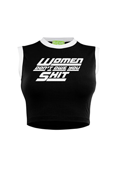 CC STORE Γυναικείο Μαύρο Φεμινιστικό Crop Top