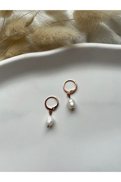 PelvedDesign Real Pearl Rose Gold Plated Copper Earrings