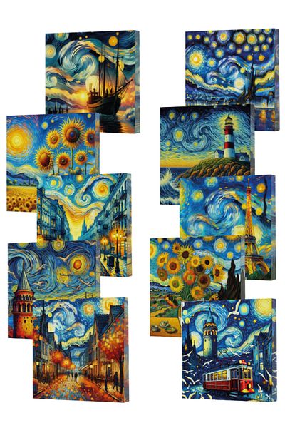 Dokuz Yayınları Vivago Art Van Gogh Series 15X15 Unlined Notebook Set (10X160 Sheets)