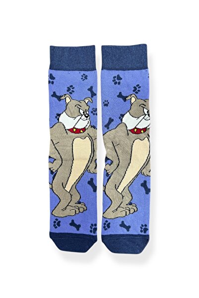 Mevo Single Unisex Anime Patterned Blue Color Stretchy Moisture Cotton Socks