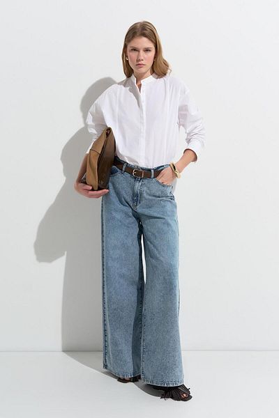 KADRİYE BAŞTÜRK Light Blue Draped Loose Jeans