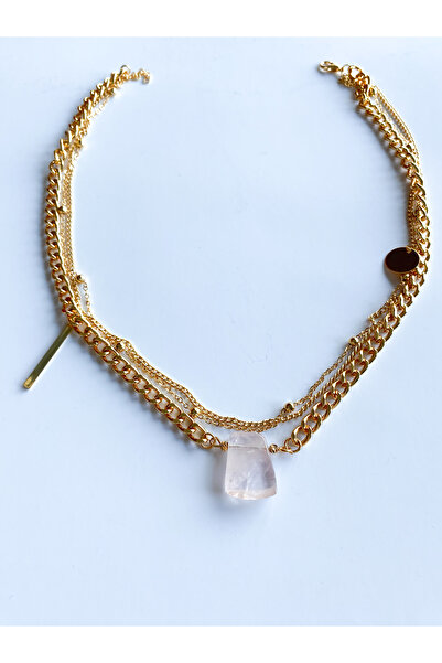 I VENÜS Accessories Pembe Kuvars Taşlı Kolye