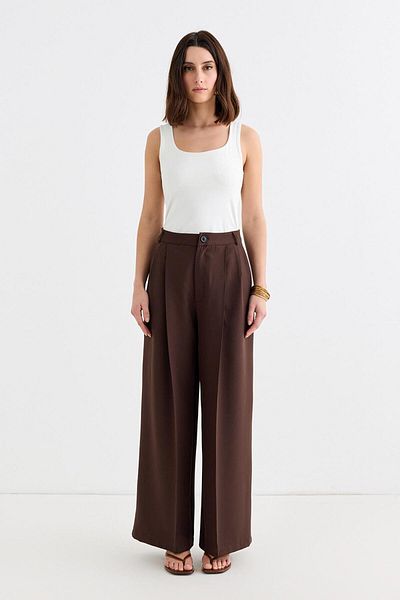 KADRİYE BAŞTÜRK Brown Palazzo Wide Leg Trousers