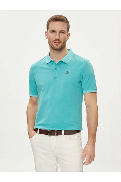 Guess Jeans Tricou polo Guess turcoaz pentru bărbați