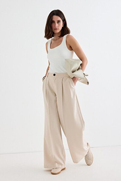 KADRİYE BAŞTÜRK Beige Palazzo - Wide Leg Trousers